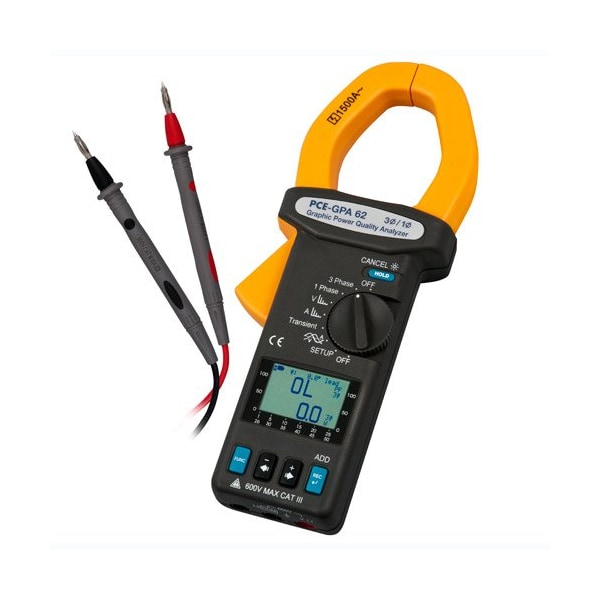 Pce Instruments Digital Clamp Power Analyzer, 4.0 to 600V PCE-GPA 62 - main